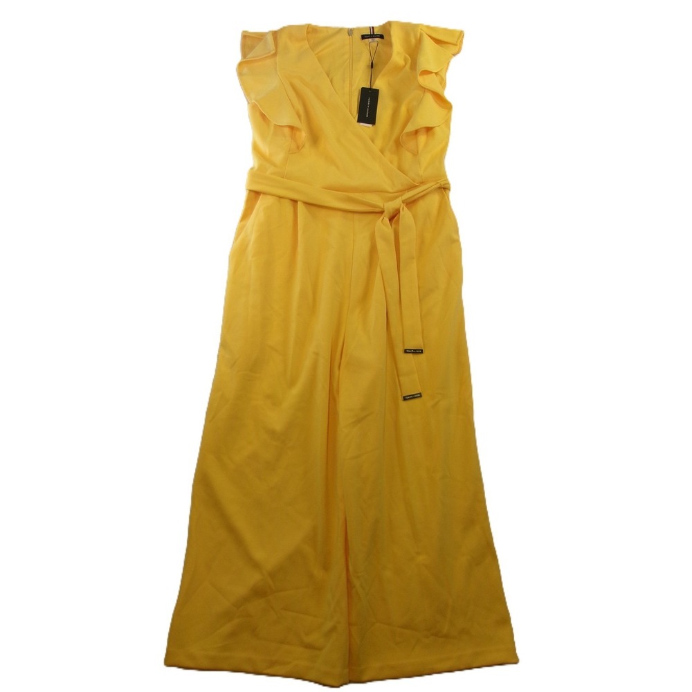 Tommy Hilfiger Jumpsuit‎ Women's 16 Yellow NWT Ruffle Wrap Wide Leg AOUC1ZJN